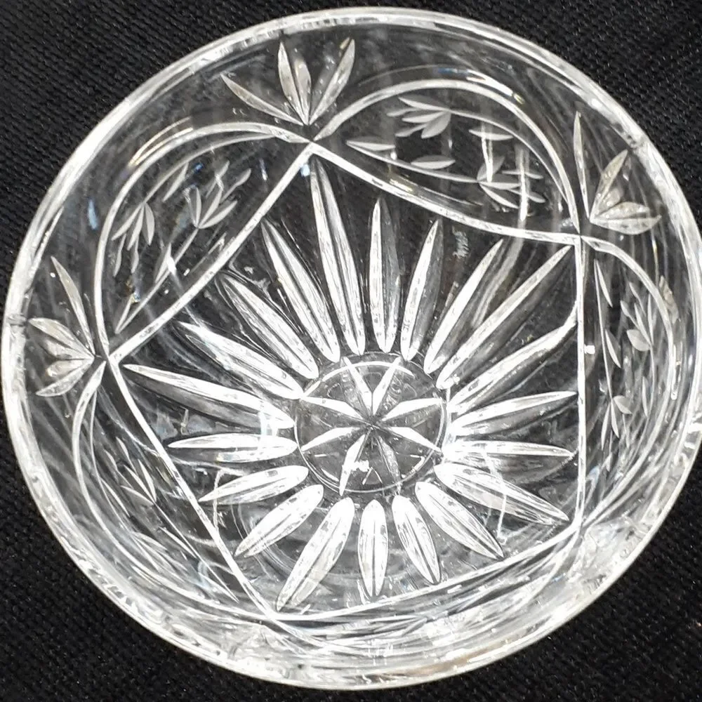 Vintage Gorham Poland hand‎ cut clear crystal lidded candy dish